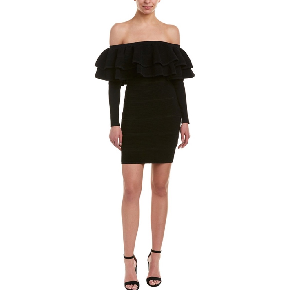 Black Keepsake off Shoulder ruffle  dress.